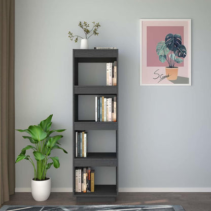 810851 vidaXL Book Cabinet/Room Divider Grey 40x35x135 cm Solid Wood Pine