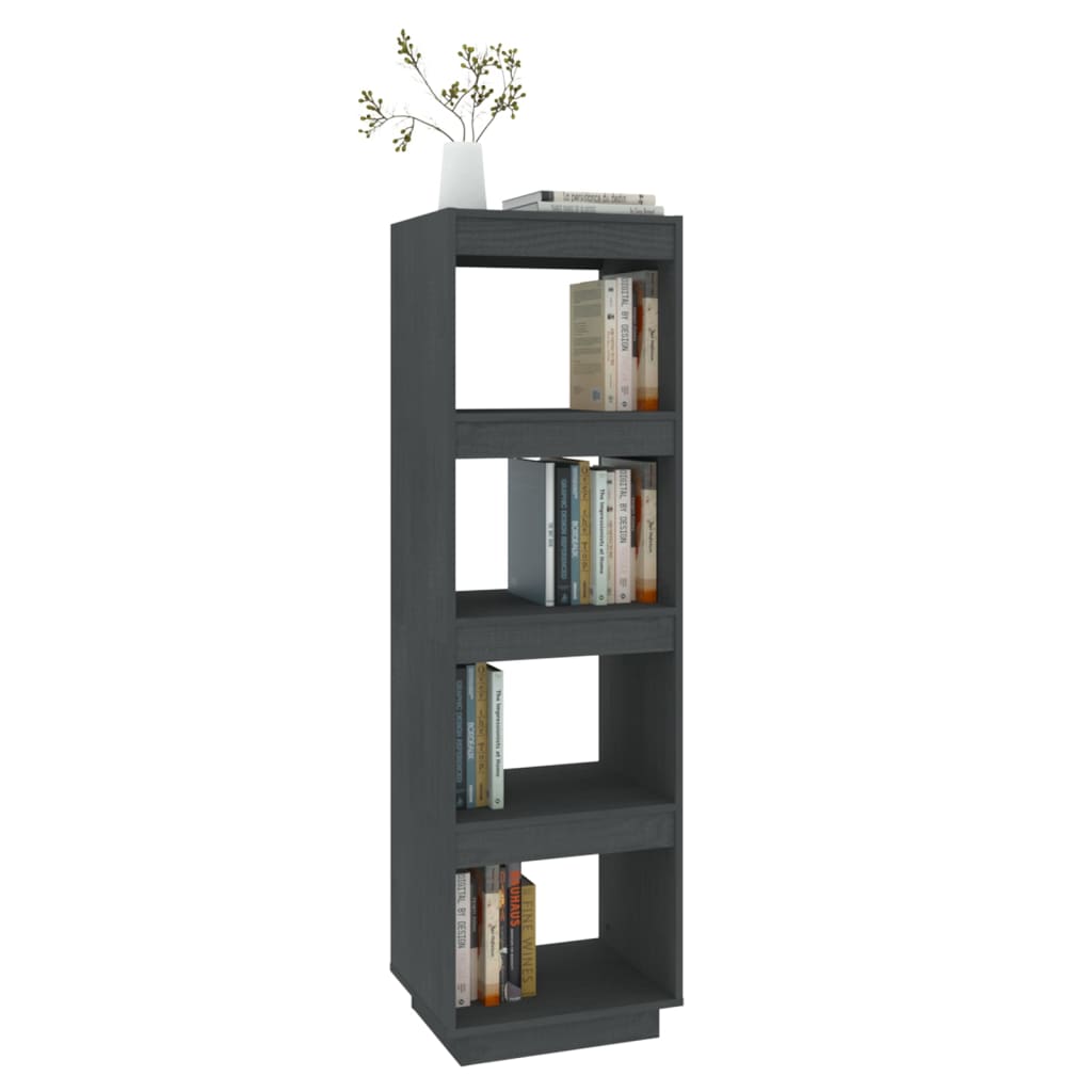 vidaXL Book Cabinet/Room Divider Grey 40x35x135 cm Solid Pinewood