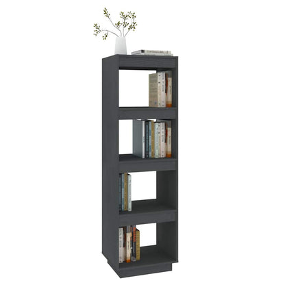 810851 vidaXL Book Cabinet/Room Divider Grey 40x35x135 cm Solid Wood Pine