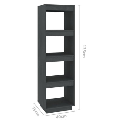 vidaXL Book Cabinet/Room Divider Grey 40x35x135 cm Solid Pinewood
