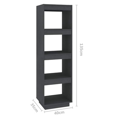 810851 vidaXL Book Cabinet/Room Divider Grey 40x35x135 cm Solid Wood Pine