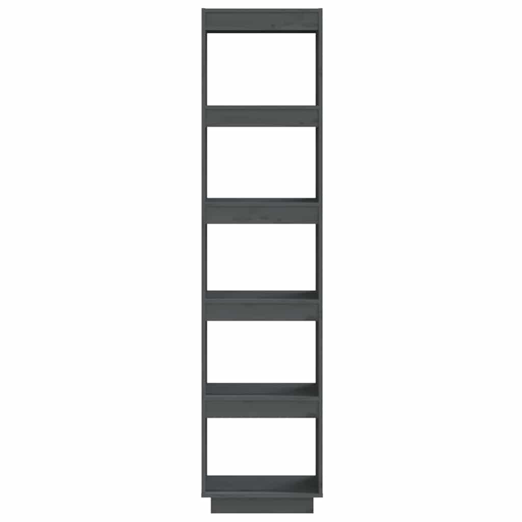 810856 vidaXL Book Cabinet/Room Divider Grey 40x35x167 cm Solid Wood Pine