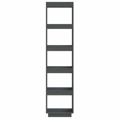 810856 vidaXL Book Cabinet/Room Divider Grey 40x35x167 cm Solid Wood Pine