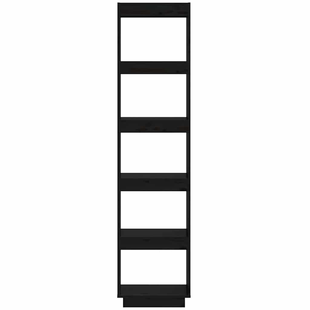 810858 vidaXL Book Cabinet/Room Divider Black 40x35x167 cm Solid Wood Pine