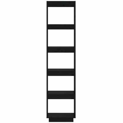 810858 vidaXL Book Cabinet/Room Divider Black 40x35x167 cm Solid Wood Pine