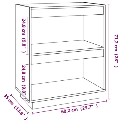 vidaXL Book Cabinet Grey 60x35x71 cm Solid Wood Pine