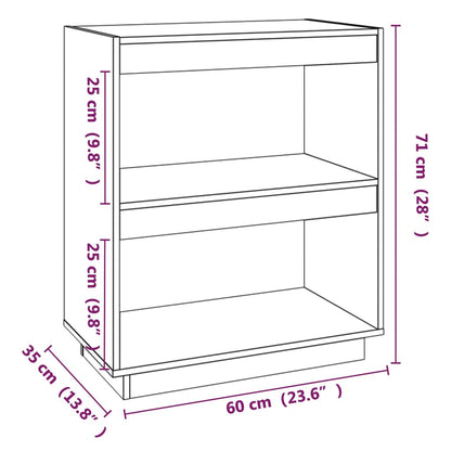 vidaXL Book Cabinet Grey 60x35x71 cm Solid Wood Pine