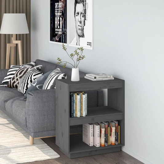 vidaXL Book Cabinet Grey 60x35x71 cm Solid Wood Pine