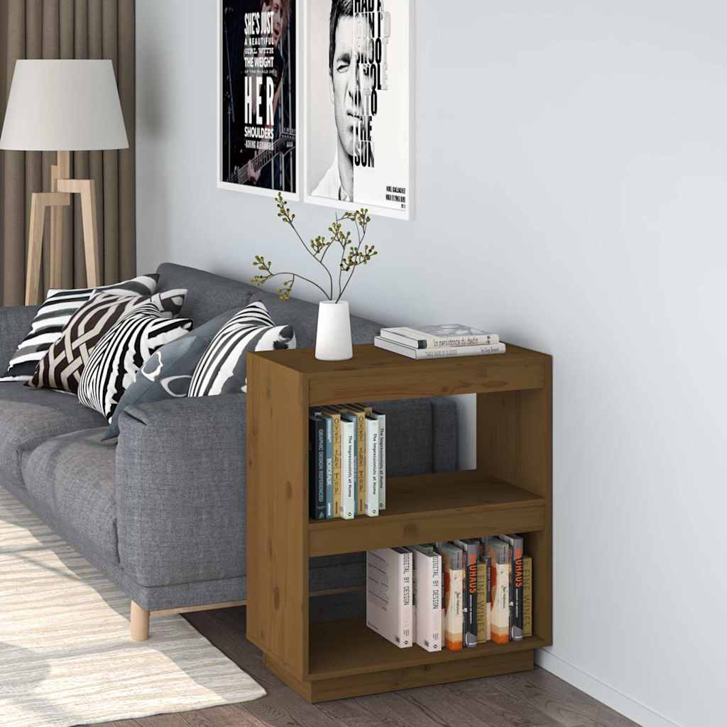 vidaXL Book Cabinet Honey Brown 60x35x71 cm Solid Wood Pine
