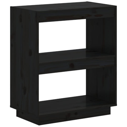 vidaXL Book Cabinet Black 60x35x71 cm Solid Wood Pine
