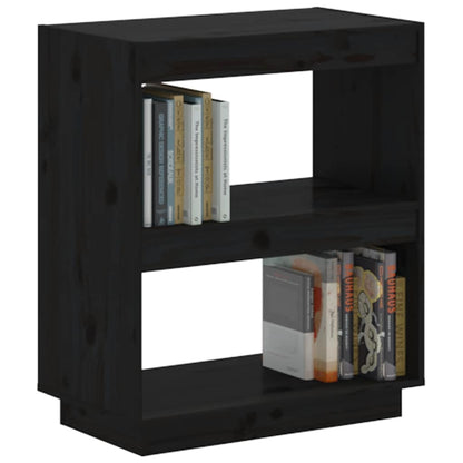 vidaXL Book Cabinet Black 60x35x71 cm Solid Wood Pine