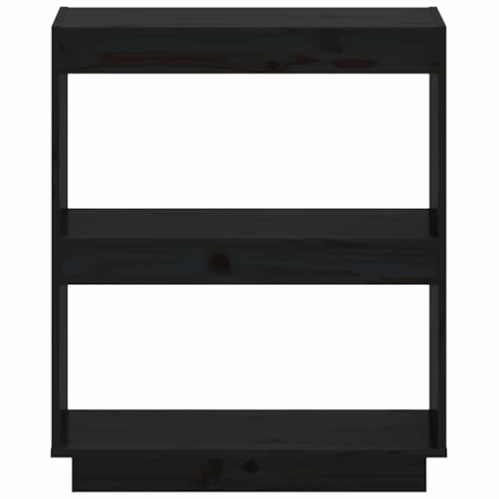 vidaXL Book Cabinet Black 60x35x71 cm Solid Wood Pine