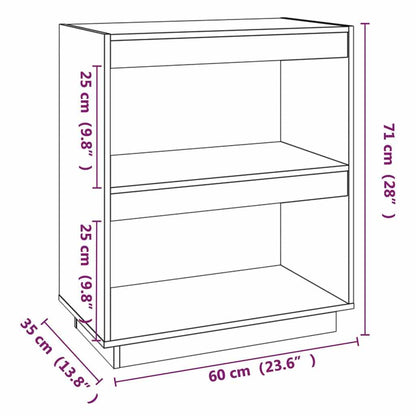 vidaXL Book Cabinet Black 60x35x71 cm Solid Wood Pine