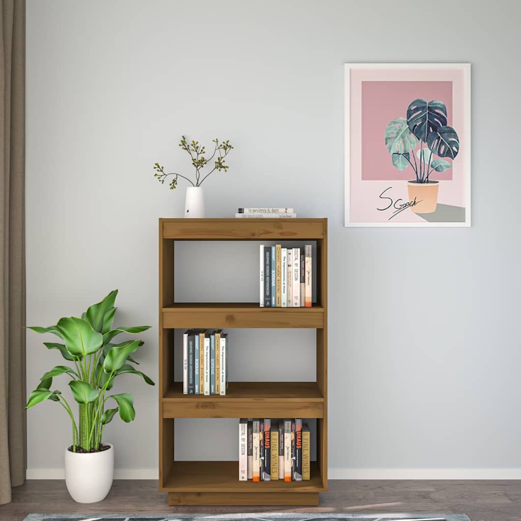 vidaXL Book Cabinet/Room Divider Honey Brown 60x35x103 cm Solid Wood Pine