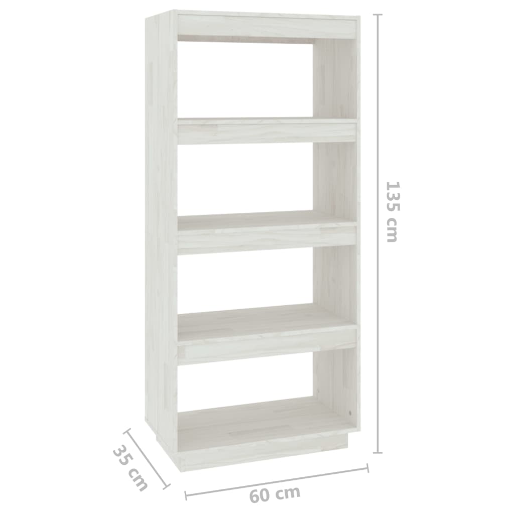vidaXL Book Cabinet/Room Divider White 60x35x135 cm Solid Pinewood