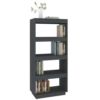 vidaXL Book Cabinet/Room Divider Grey 60x35x135 cm Solid Wood Pine