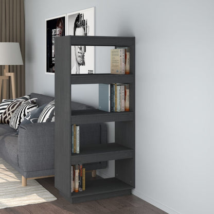 vidaXL Book Cabinet/Room Divider Grey 60x35x135 cm Solid Pinewood