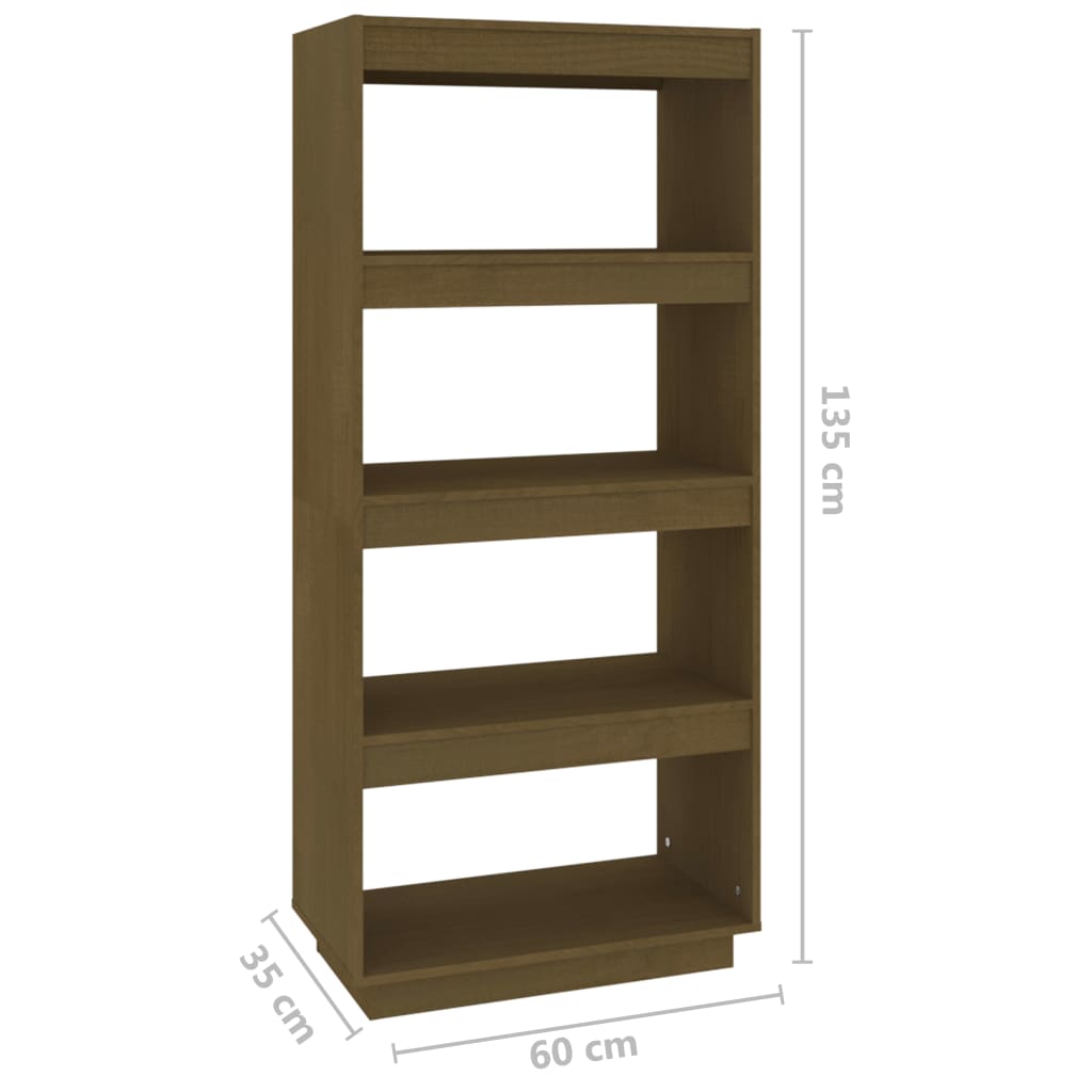 vidaXL Book Cabinet/Room Divider Honey Brown 60x35x135 cm Solid Pinewood