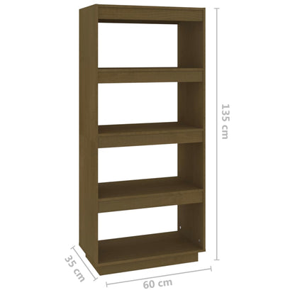 vidaXL Book Cabinet/Room Divider Honey Brown 60x35x135 cm Solid Pinewood