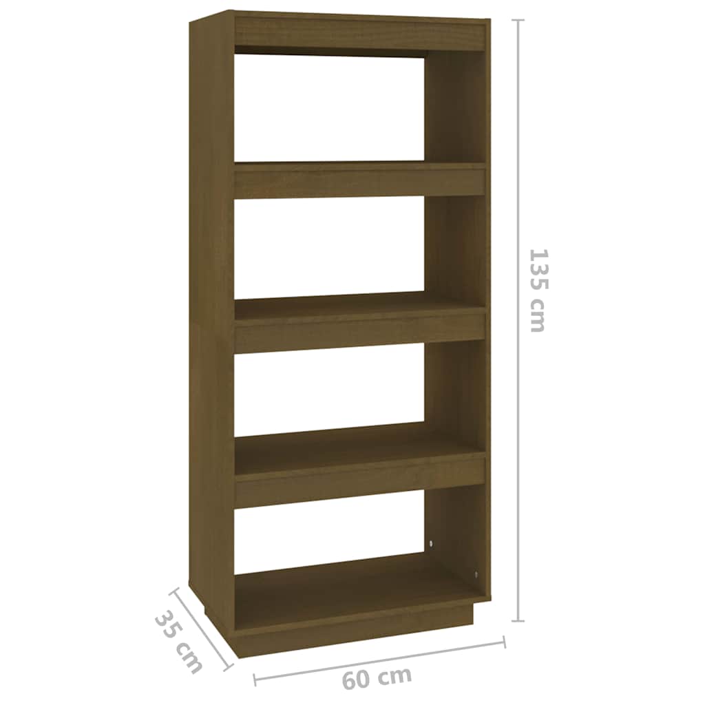 vidaXL Book Cabinet/Room Divider Honey Brown 60x35x135 cm
