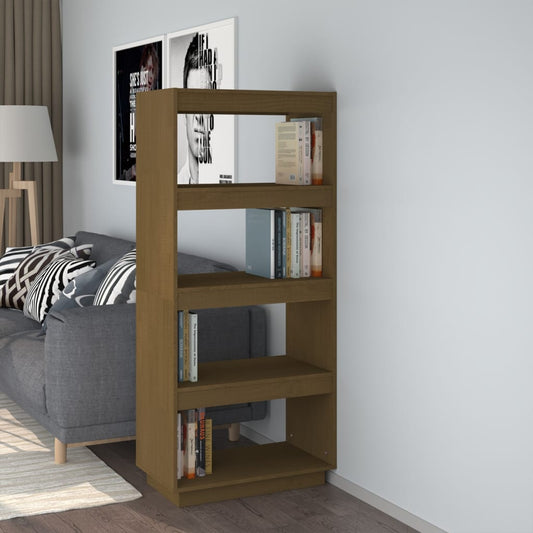 vidaXL Book Cabinet/Room Divider Honey Brown 60x35x135 cm Solid Pinewood