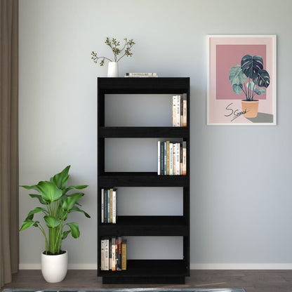 vidaXL Book Cabinet/Room Divider Black 60x35x135 cm Solid Wood Pine
