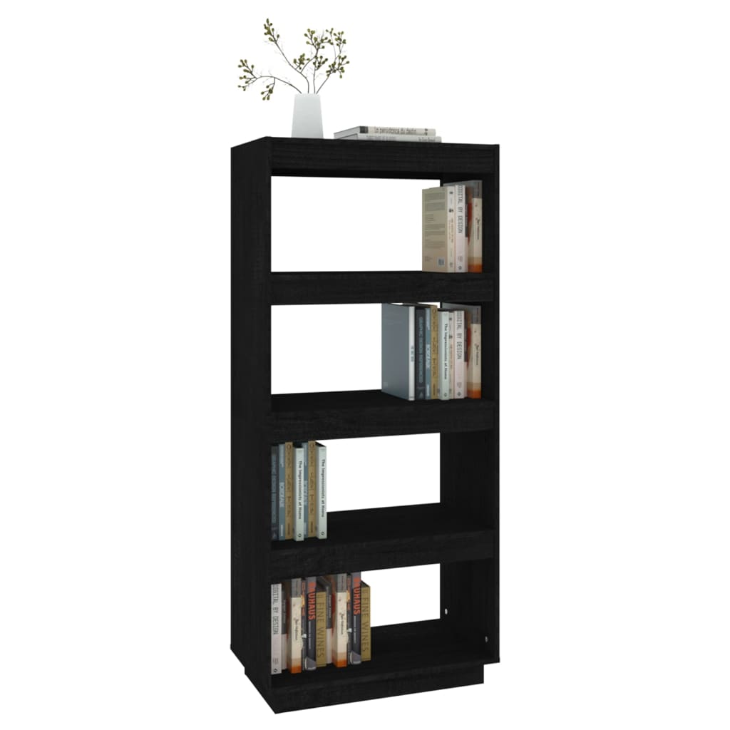 vidaXL Book Cabinet/Room Divider Black 60x35x135 cm Solid Wood Pine