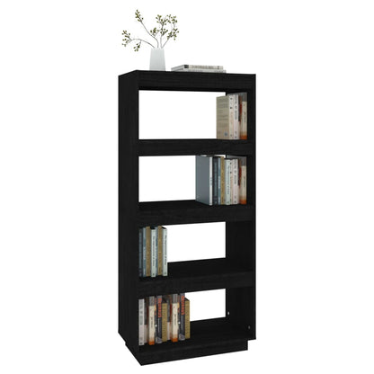 vidaXL Book Cabinet/Room Divider Black 60x35x135 cm Solid Wood Pine