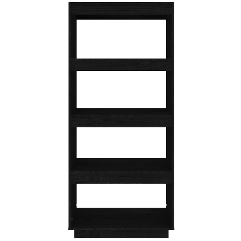 vidaXL Book Cabinet/Room Divider Black 60x35x135 cm Solid Wood Pine