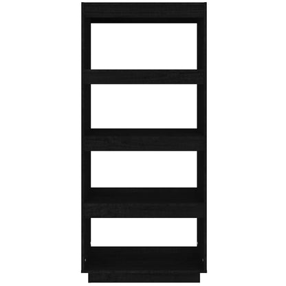 vidaXL Book Cabinet/Room Divider Black 60x35x135 cm Solid Wood Pine