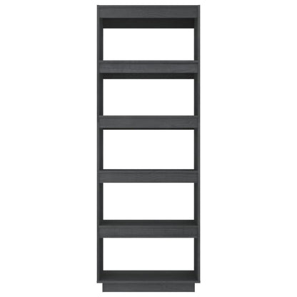 vidaXL Book Cabinet/Room Divider Grey 60x35x167 cm Solid Pinewood