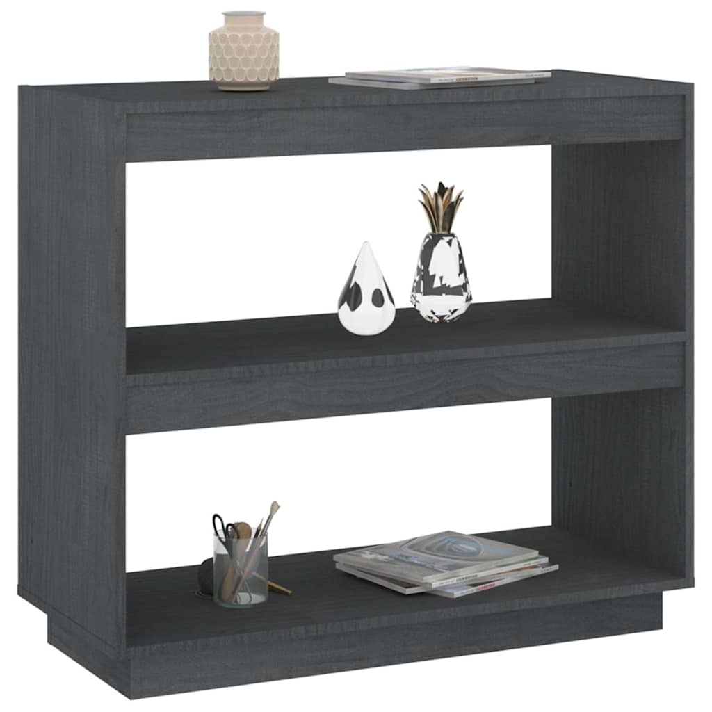 vidaXL Book Cabinet Grey 80x35x71 cm Solid Wood Pine