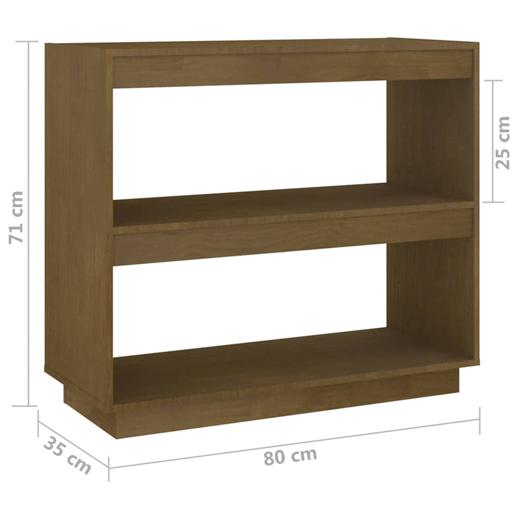 vidaXL Book Cabinet Honey Brown 80x35x71 cm Solid Wood Pine