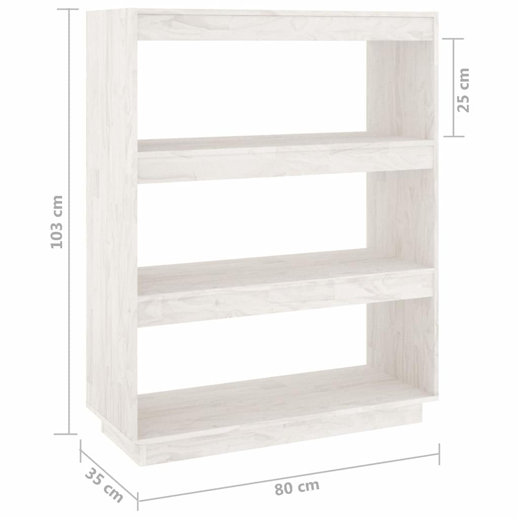 vidaXL Book Cabinet/Room Divider White 80x35x103 cm Solid Wood Pine