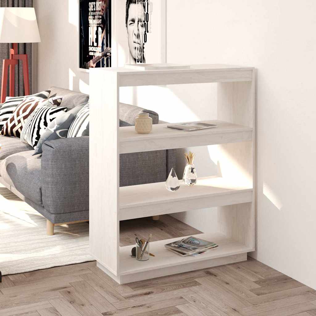 vidaXL Book Cabinet/Room Divider White 80x35x103 cm Solid Wood Pine