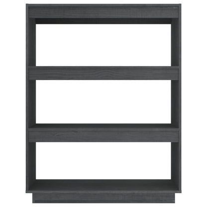 vidaXL Book Cabinet/Room Divider Grey 80x35x103 cm Solid Pinewood