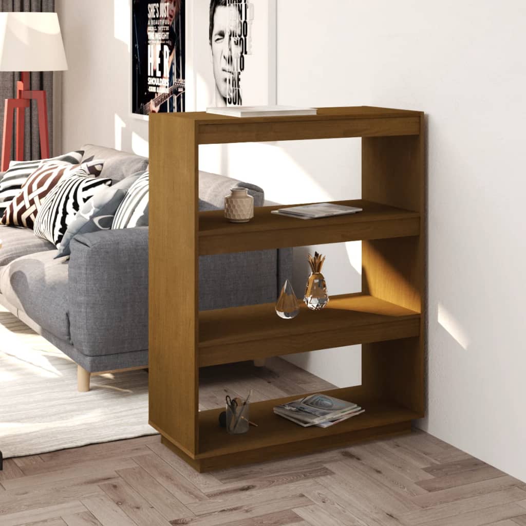 vidaXL Book Cabinet/Room Divider Honey Brown 80x35x103 cm Solid Pinewood
