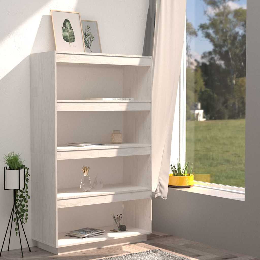 vidaXL Book Cabinet/Room Divider White 80x35x135 cm Solid Wood Pine