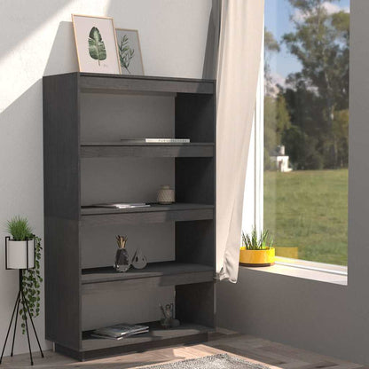 vidaXL Book Cabinet/Room Divider Grey 80x35x135 cm Solid Wood Pine