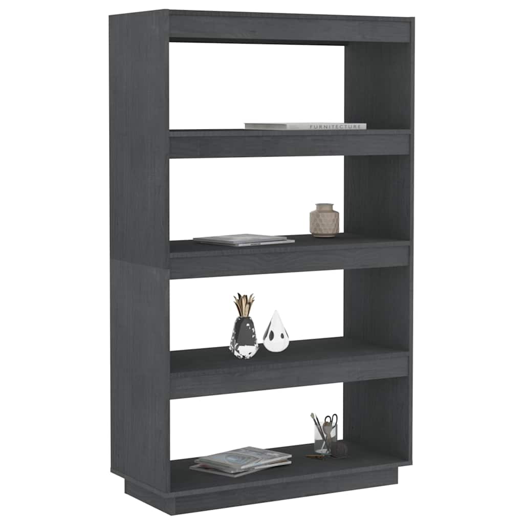 vidaXL Book Cabinet/Room Divider Grey 80x35x135 cm Solid Wood Pine