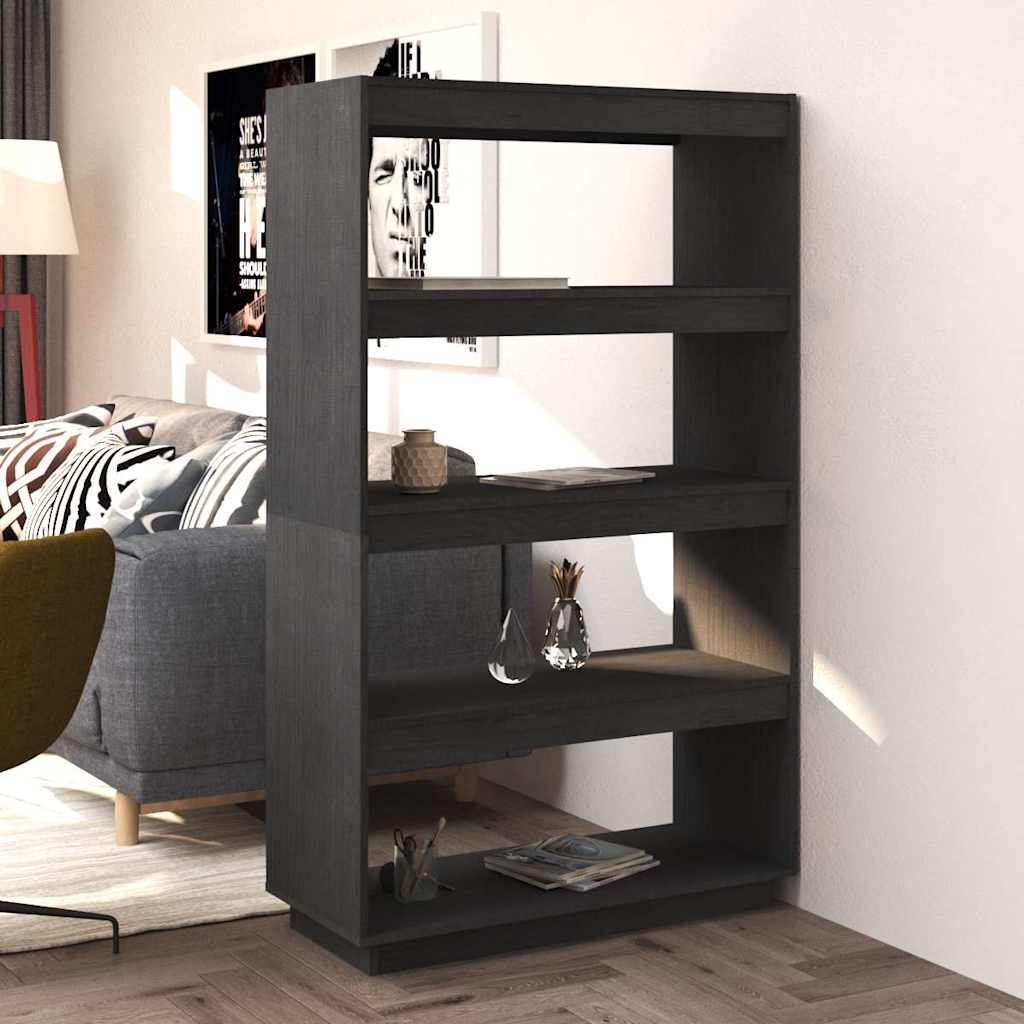 vidaXL Book Cabinet/Room Divider Grey 80x35x135 cm Solid Wood Pine
