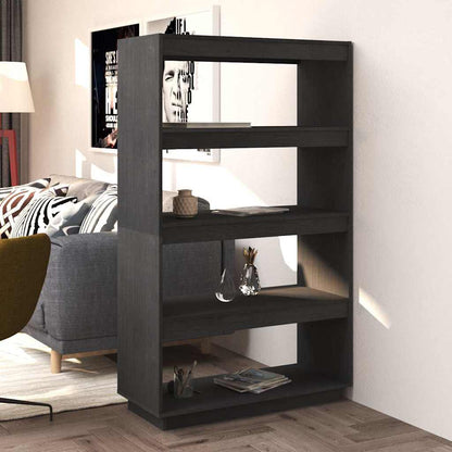 vidaXL Book Cabinet/Room Divider Grey 80x35x135 cm Solid Wood Pine