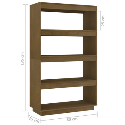 vidaXL Book Cabinet/Room Divider Honey Brown 80x35x135 cm Solid Pinewood