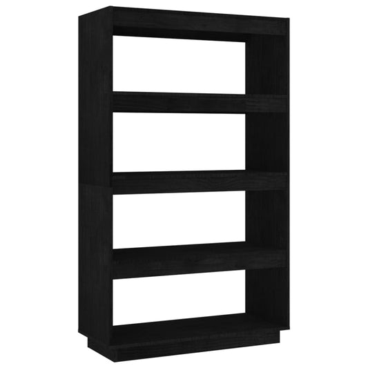 vidaXL Book Cabinet/Room Divider Black 80x35x135 cm Solid Pinewood