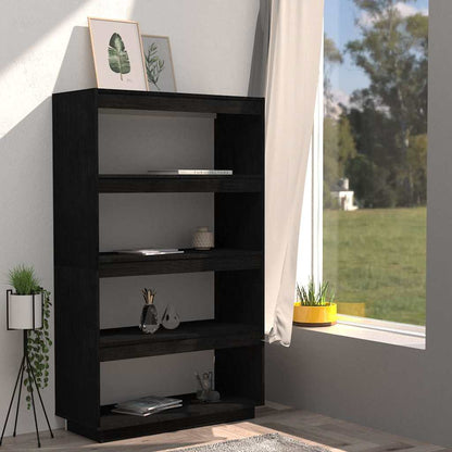 vidaXL Book Cabinet/Room Divider Black 80x35x135 cm Solid Wood Pine