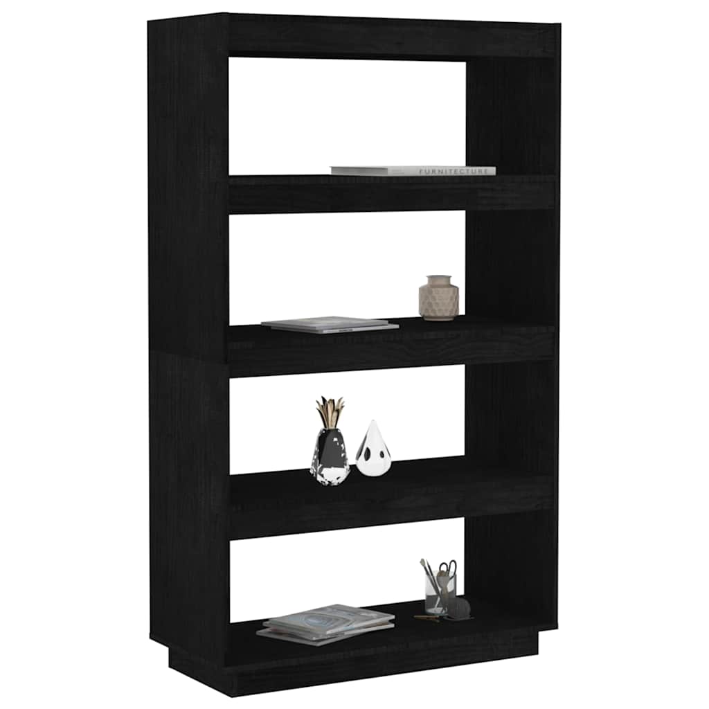 vidaXL Book Cabinet/Room Divider Black 80x35x135 cm Solid Wood Pine