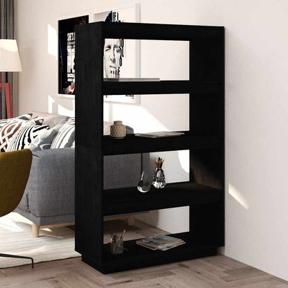 vidaXL Book Cabinet/Room Divider Black 80x35x135 cm Solid Wood Pine