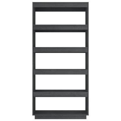 vidaXL Book Cabinet/Room Divider Grey 80x35x167 cm Solid Pinewood