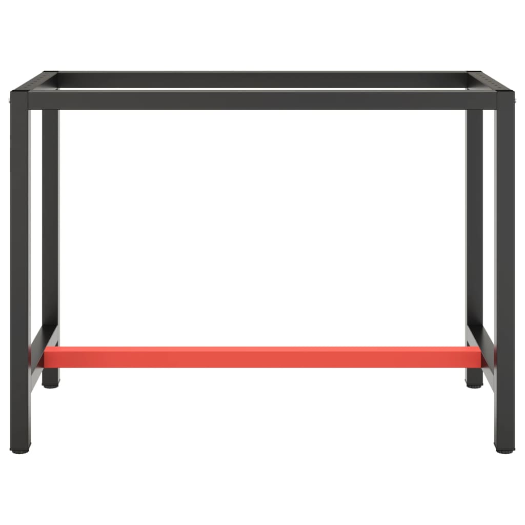 vidaXL Work Bench Frame Matte Black and Matte Red 110x50x79 cm Metal