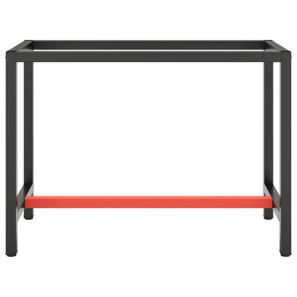 vidaXL Work Bench Frame Matte Black and Matte Red 110x50x79 cm Metal